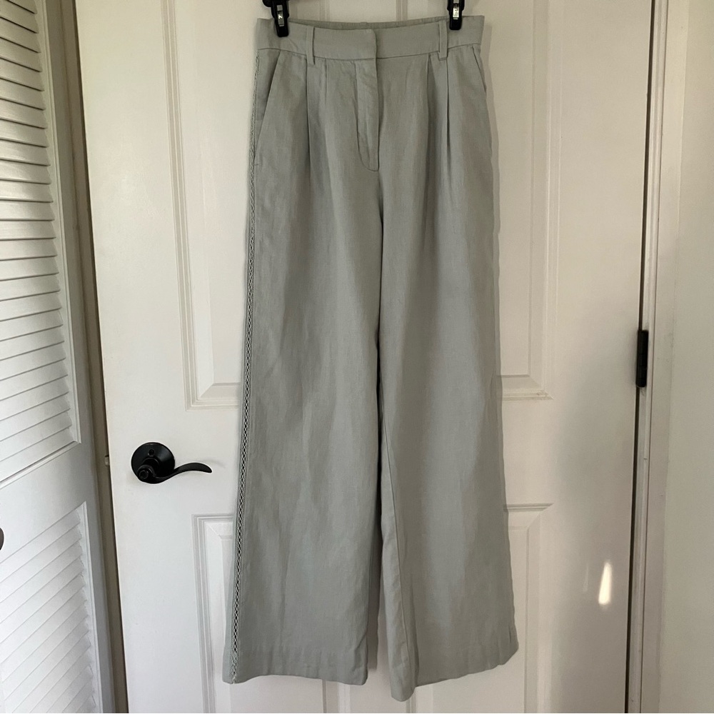 Abercrombie & Fitch Linen Blend Tailored Pants Grey Light Blue XS Regular RARE